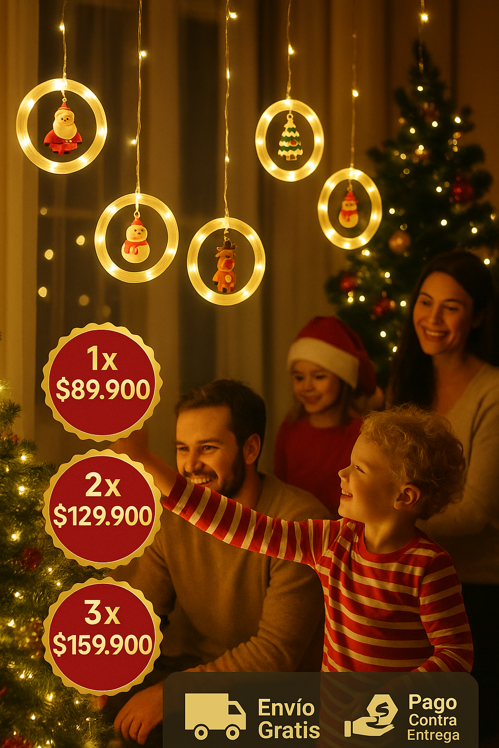 Cortina Aros con Muñecos de Navidad