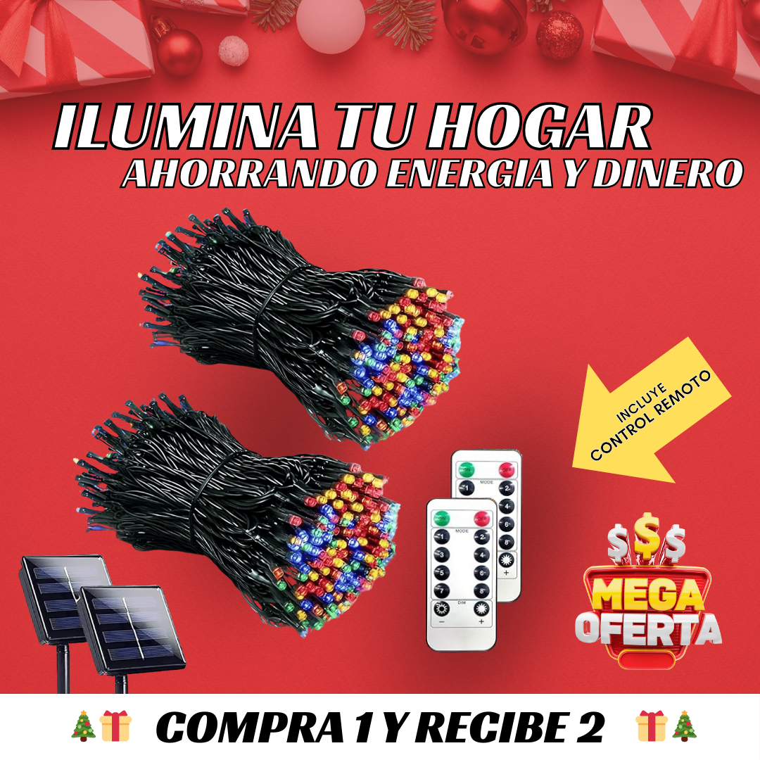 Luces Navideñas Con Panel Solar - Compra 1 y Recibe 2 (20 Metros)